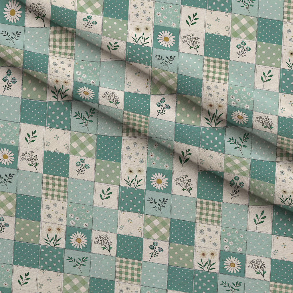 Stitched Meadow Pattern 19 Fleece Fabric — fleece fabric folded close-up preview (mv-fleece-v1:lying)