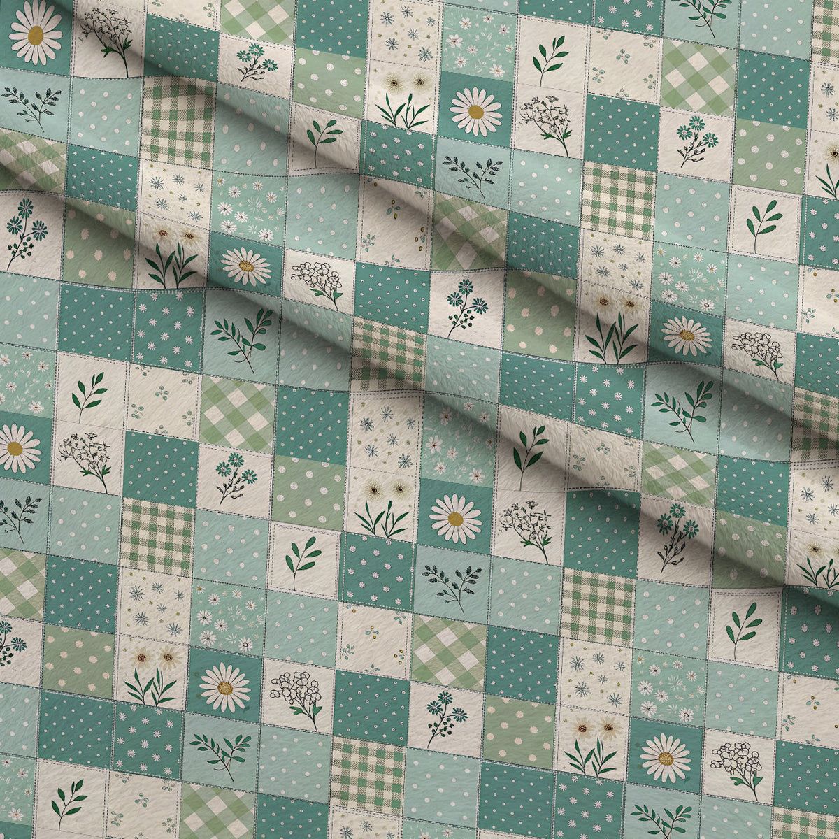 Stitched Meadow Pattern 19 Fleece Fabric — fleece fabric folded close-up preview (mv-fleece-v1:lying)