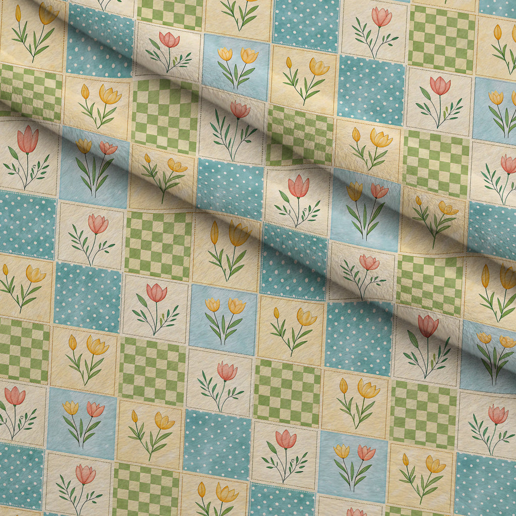 Stitched Meadow Pattern 2 Fleece Fabric — fleece fabric folded close-up preview (mv-fleece-v1:lying)