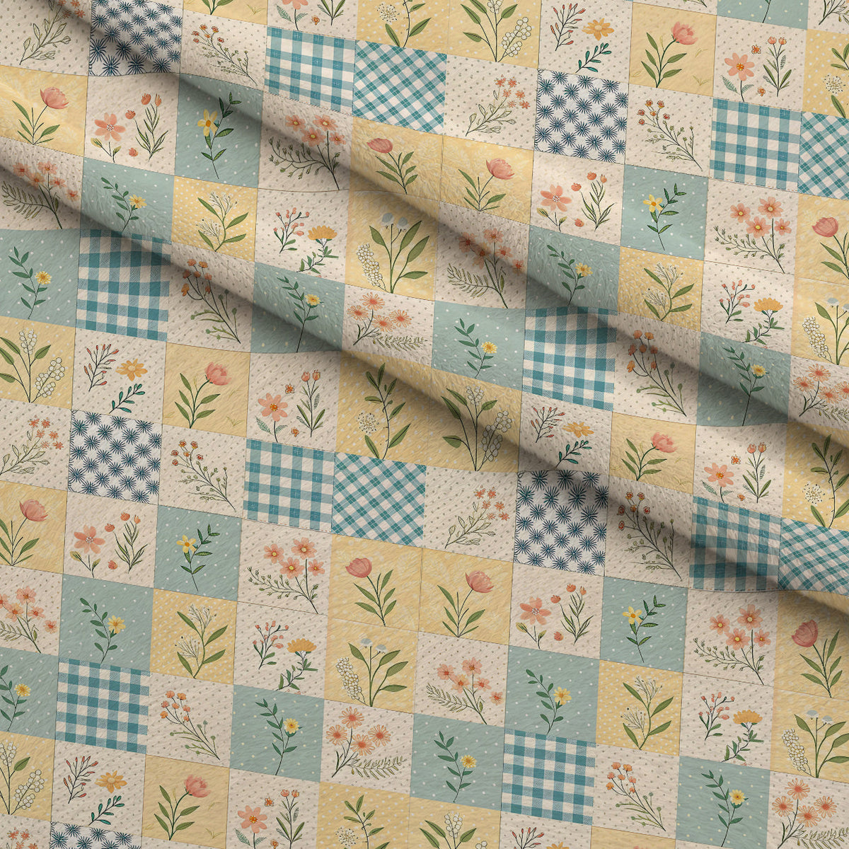 Stitched Meadow Pattern 5 Fleece Fabric — fleece fabric folded close-up preview (mv-fleece-v1:lying)