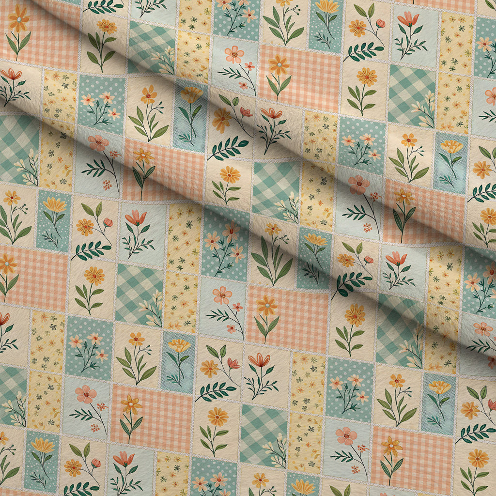 Stitched Meadow Pattern 6 Fleece Fabric — fleece fabric folded close-up preview (mv-fleece-v1:lying)