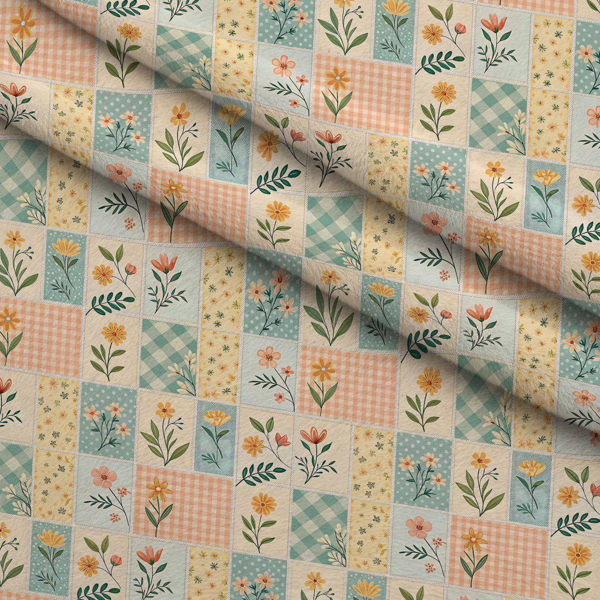 Stitched Meadow Pattern 6 Fleece Fabric — fleece fabric folded close-up preview (mv-fleece-v1:lying)