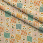 Stitched Meadow Pattern 7 Fleece Fabric — fleece fabric folded close-up preview (mv-fleece-v1:lying)