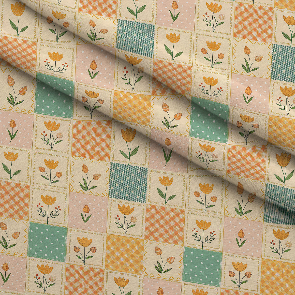 Stitched Meadow Pattern 7 Fleece Fabric — fleece fabric folded close-up preview (mv-fleece-v1:lying)