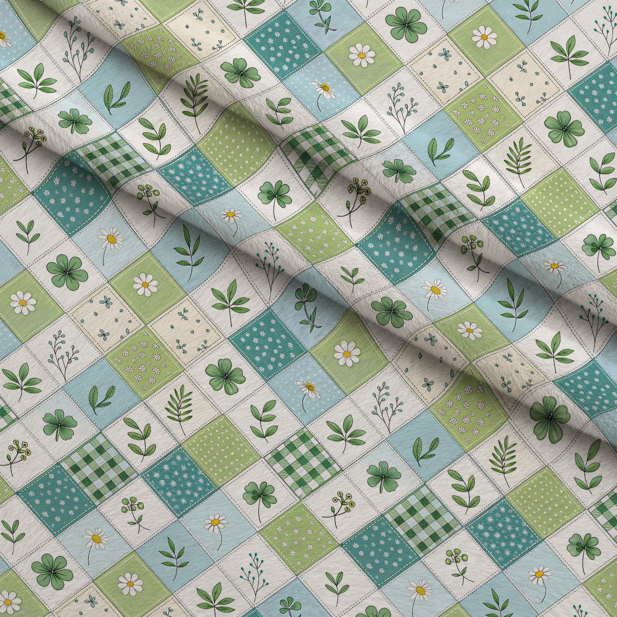 Stitched Meadow Pattern 9 Fleece Fabric — fleece fabric folded close-up preview (mv-fleece-v1:lying)
