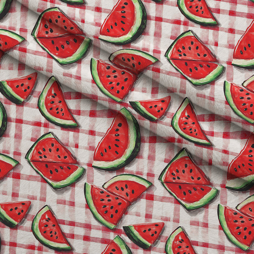 Summer Melon Slices Pattern 18 Fleece Fabric — fleece fabric folded close-up preview (mv-fleece-v1:lying)