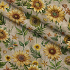 Sunflower Linen Pattern 9 Fleece Fabric — fleece fabric folded close-up preview (mv-fleece-v1:lying)
