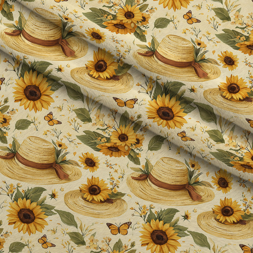 Sunflower Stroll Pattern 11 Fleece Fabric — fleece fabric folded close-up preview (mv-fleece-v1:lying)