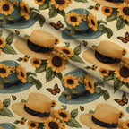 Sunflower Stroll Pattern 3 Fleece Fabric — fleece fabric folded close-up preview (mv-fleece-v1:lying)
