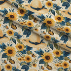 Sunflower Stroll Pattern 5 Fleece Fabric — fleece fabric folded close-up preview (mv-fleece-v1:lying)