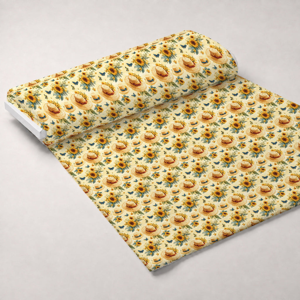 Sunflower Stroll Pattern 7 Fleece Fabric — fleece fabric unrolled bolt preview (mv-fleece-v1:bolt)