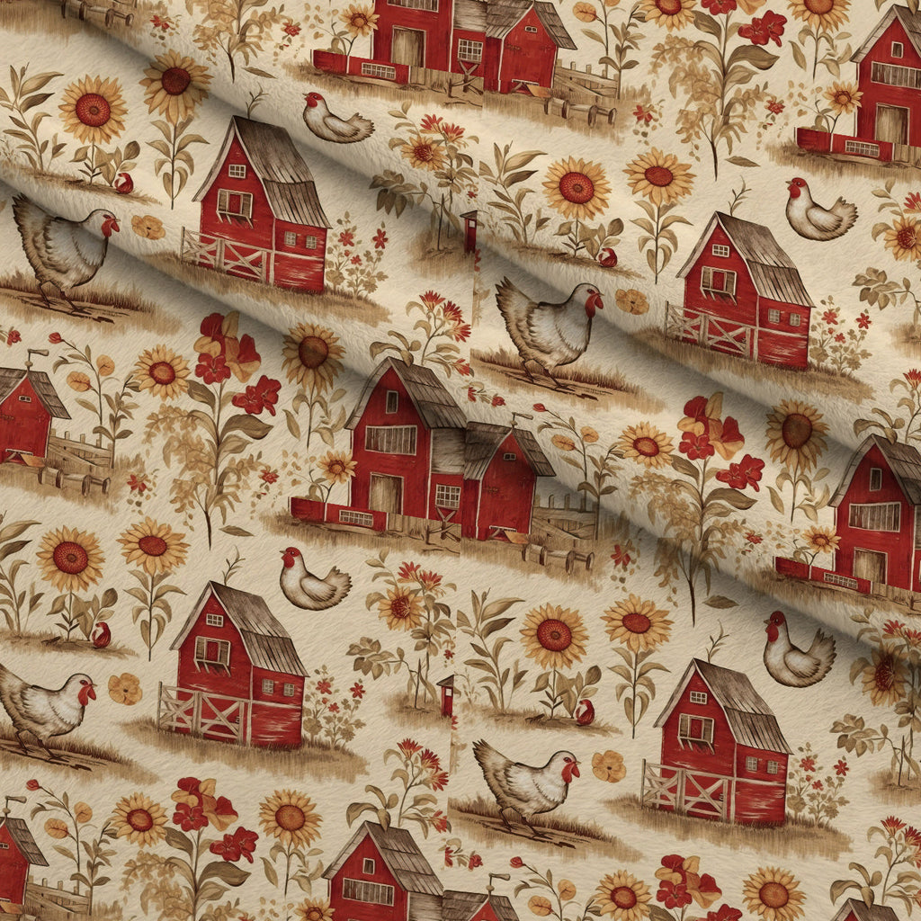 Sunflower Toile Pattern 2 Fleece Fabric — fleece fabric folded close-up preview (mv-fleece-v1:lying)