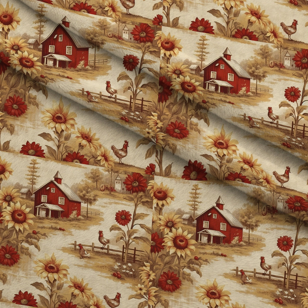 Sunflower Toile Pattern 4 Fleece Fabric — fleece fabric folded close-up preview (mv-fleece-v1:lying)