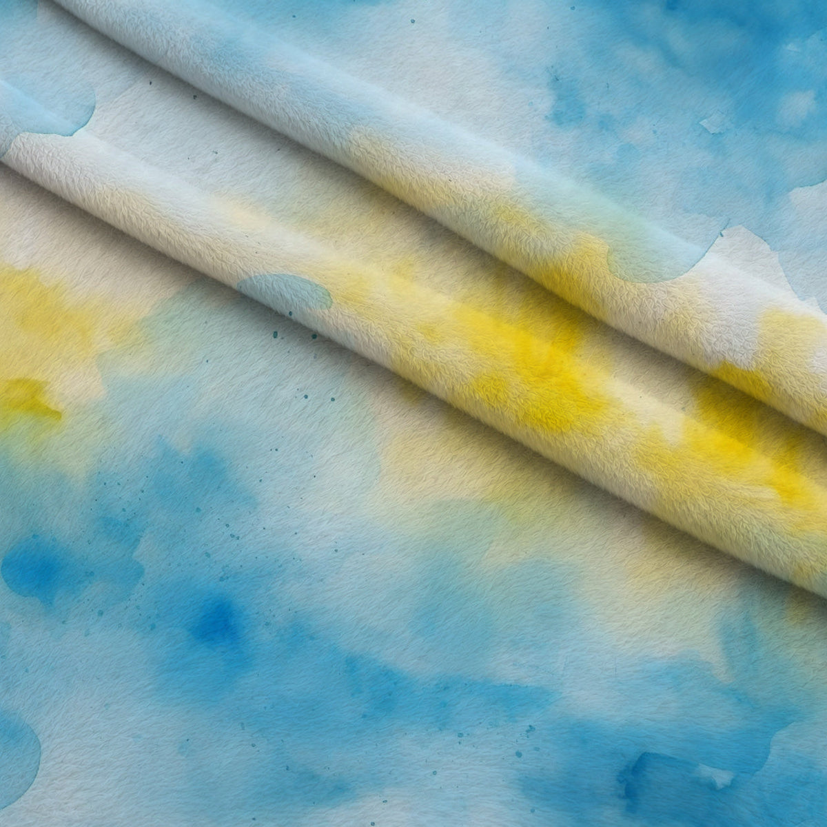 Sunlit Azulejo Pattern 2 Fleece Fabric — fleece fabric folded close-up preview (mv-fleece-v1:lying)
