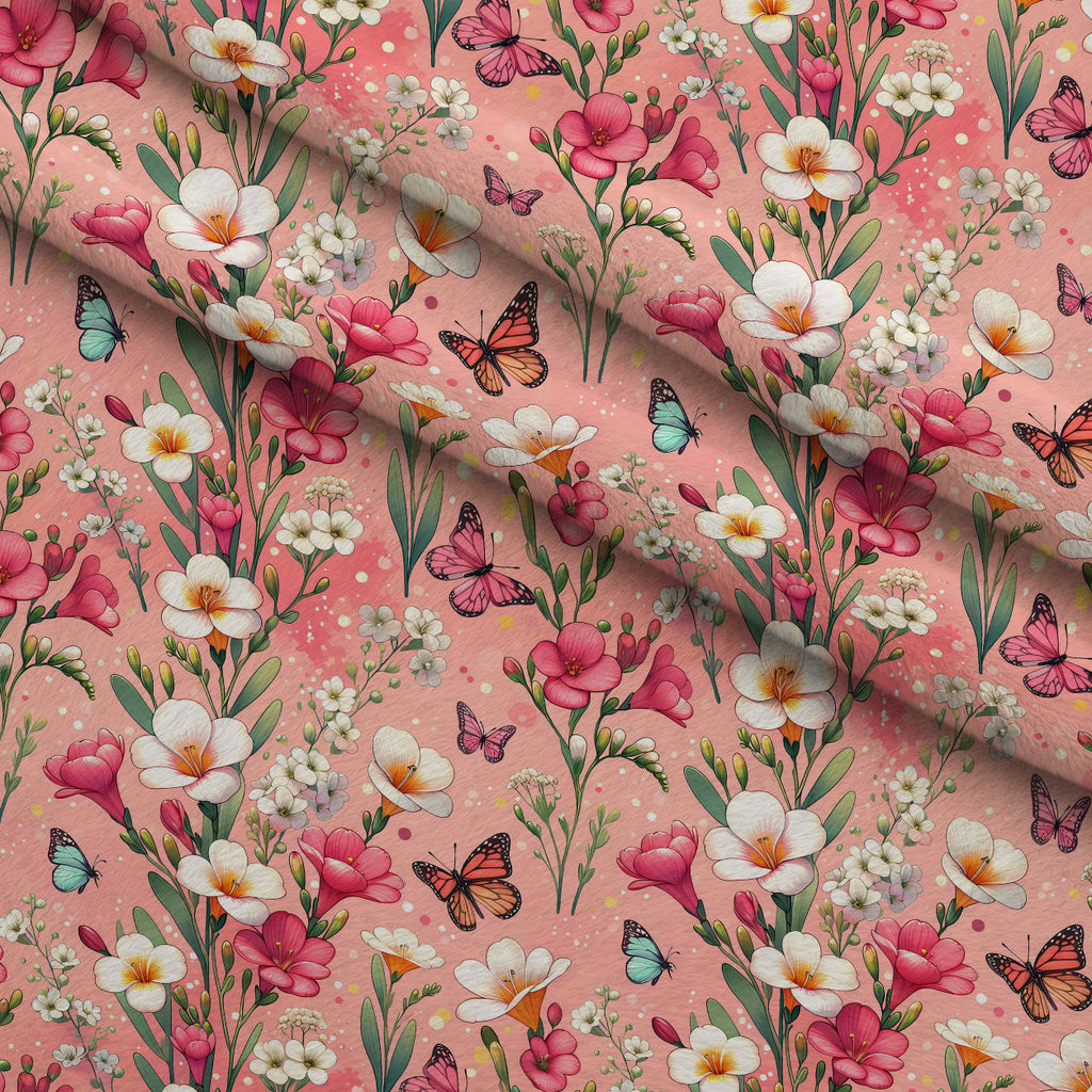 Sunlit Wildflowers Pattern 5 Fleece Fabric — fleece fabric folded close-up preview (mv-fleece-v1:lying)