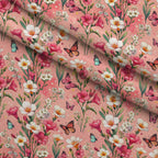 Sunlit Wildflowers Pattern 5 Fleece Fabric — fleece fabric folded close-up preview (mv-fleece-v1:lying)