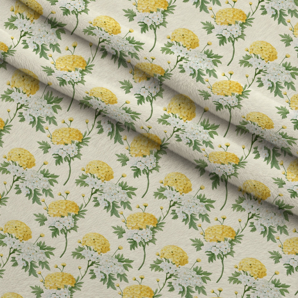 Sunlit Yarrow Pattern 3 Fleece Fabric — fleece fabric folded close-up preview (mv-fleece-v1:lying)