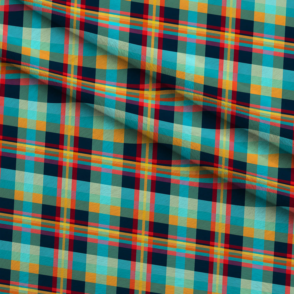 Sunset Tartan Pattern 10 Fleece Fabric — fleece fabric folded close-up preview (mv-fleece-v1:lying)