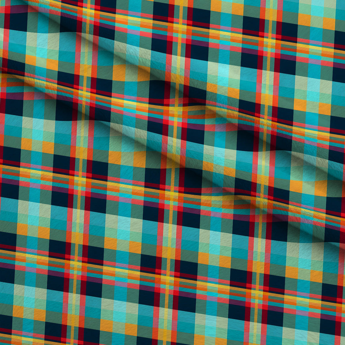 Sunset Tartan Pattern 10 Fleece Fabric — fleece fabric folded close-up preview (mv-fleece-v1:lying)