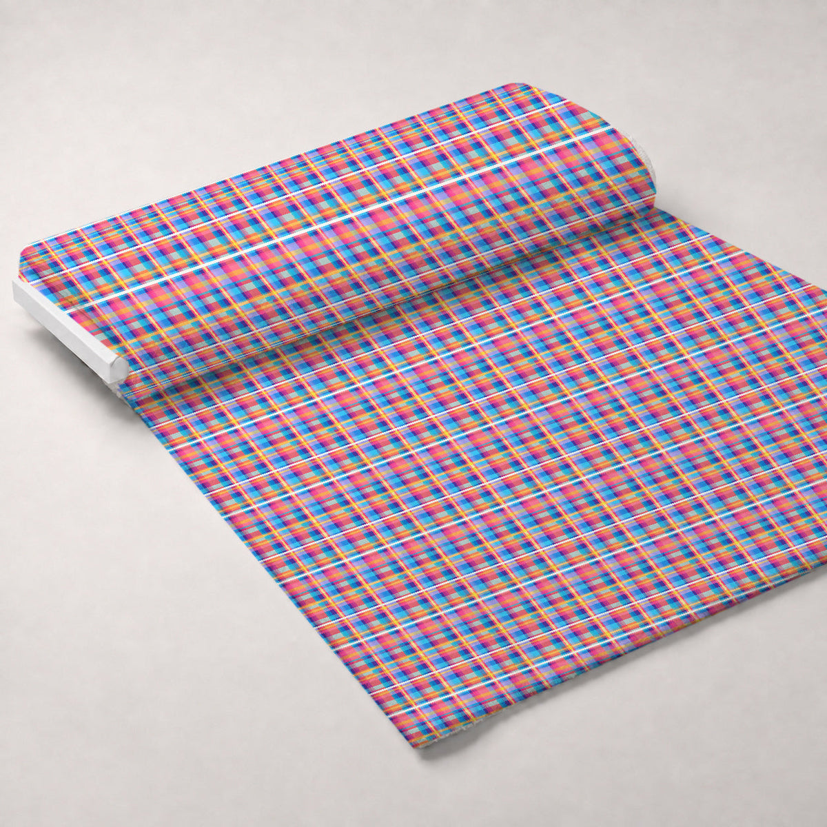 Sunset Tartan Pattern 9 Fleece Fabric — fleece fabric unrolled bolt preview (mv-fleece-v1:bolt)