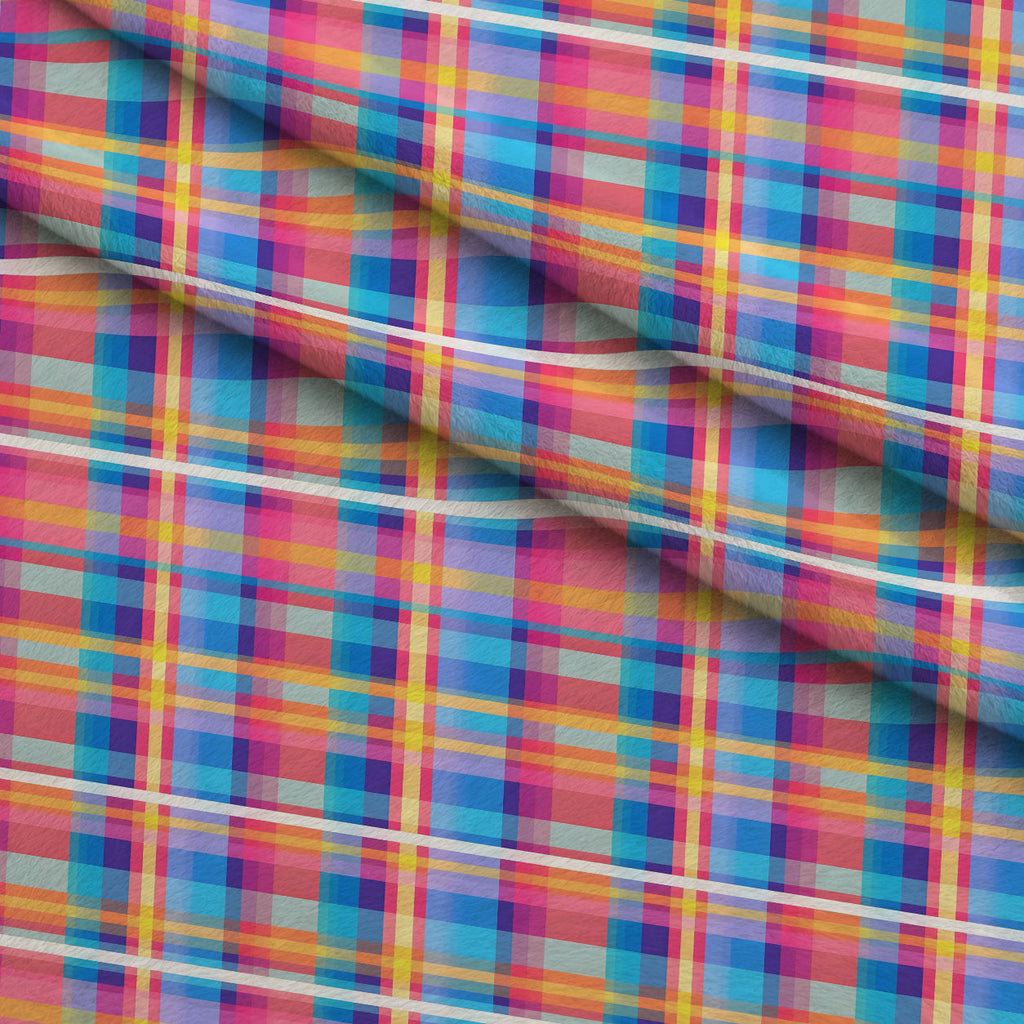 Sunset Tartan Pattern 9 Fleece Fabric — fleece fabric folded close-up preview (mv-fleece-v1:lying)