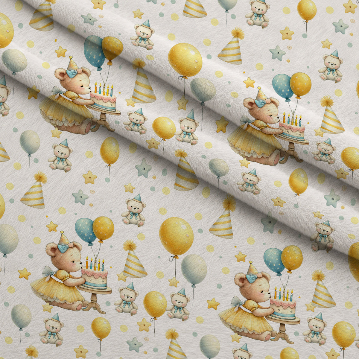 Sunshine Storybook Pattern 5 Fleece Fabric — fleece fabric folded close-up preview (mv-fleece-v1:lying)