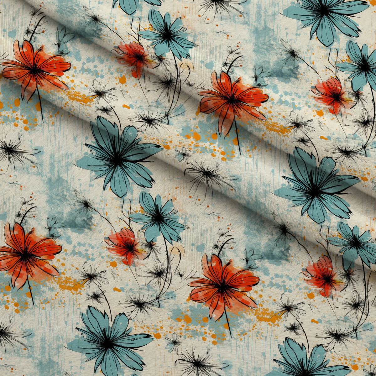 Sunwashed Daisies Pattern 6 Fleece Fabric — fleece fabric folded close-up preview (mv-fleece-v1:lying)