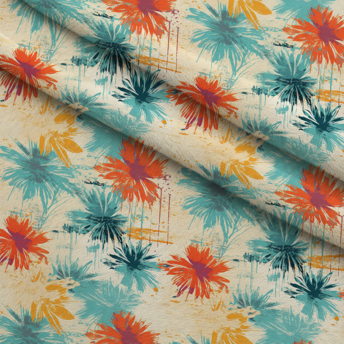 Sunwashed Daisies Pattern 7 Fleece Fabric — fleece fabric folded close-up preview (mv-fleece-v1:lying)