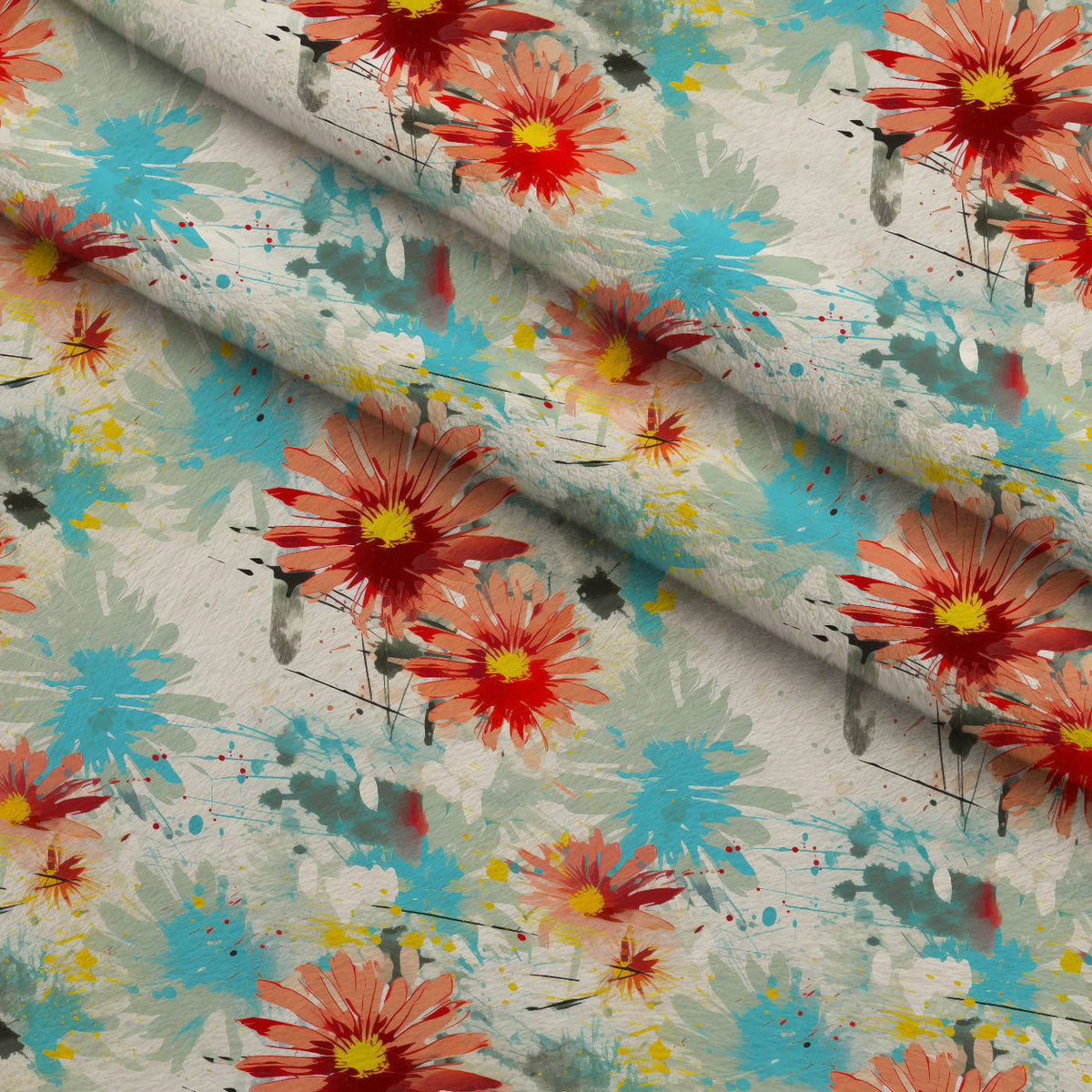 Sunwashed Daisies Pattern 8 Fleece Fabric — fleece fabric folded close-up preview (mv-fleece-v1:lying)