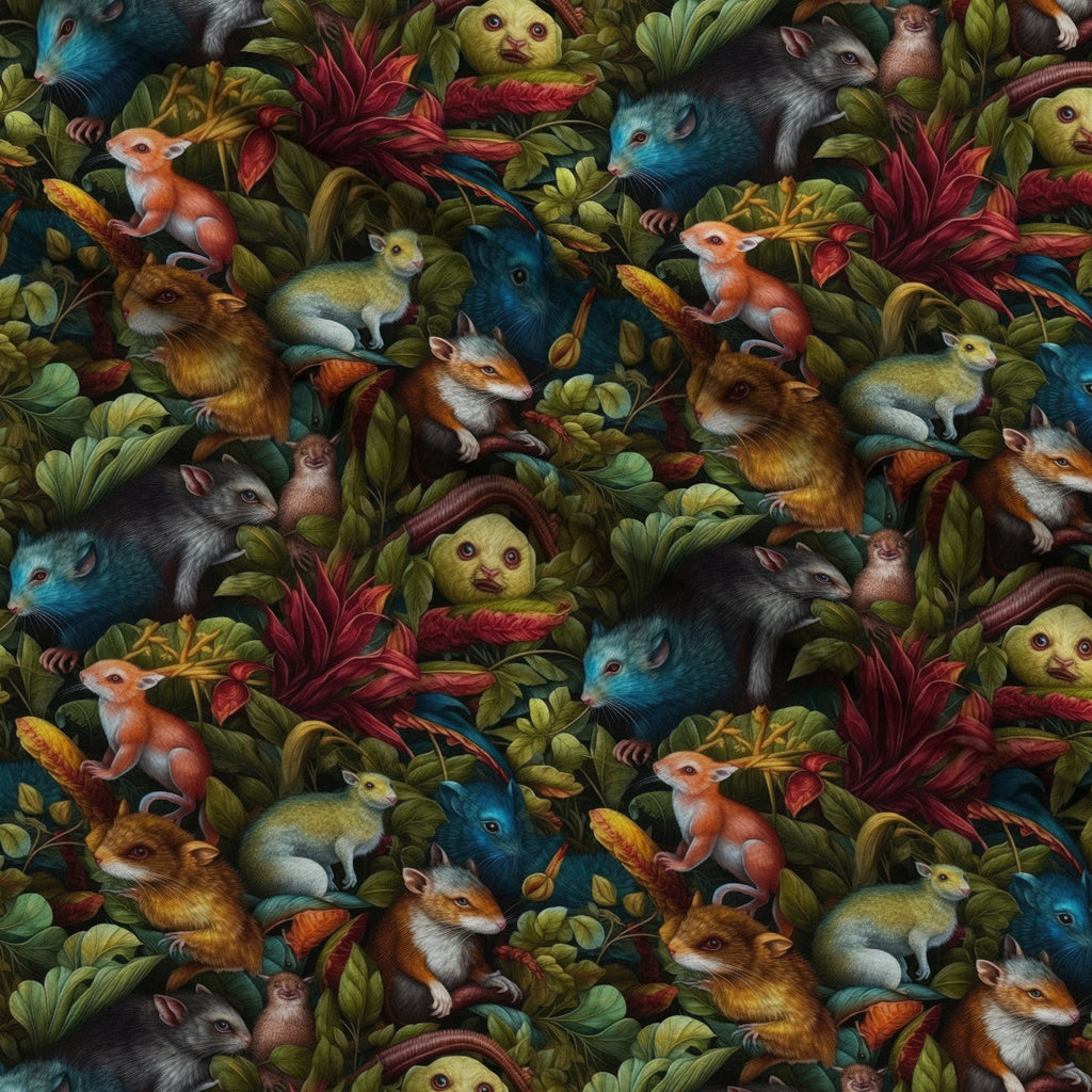 Surreal Menagerie Pattern 4 Fleece Fabric — fleece fabric folded close-up preview (mv-fleece-v1:lying)