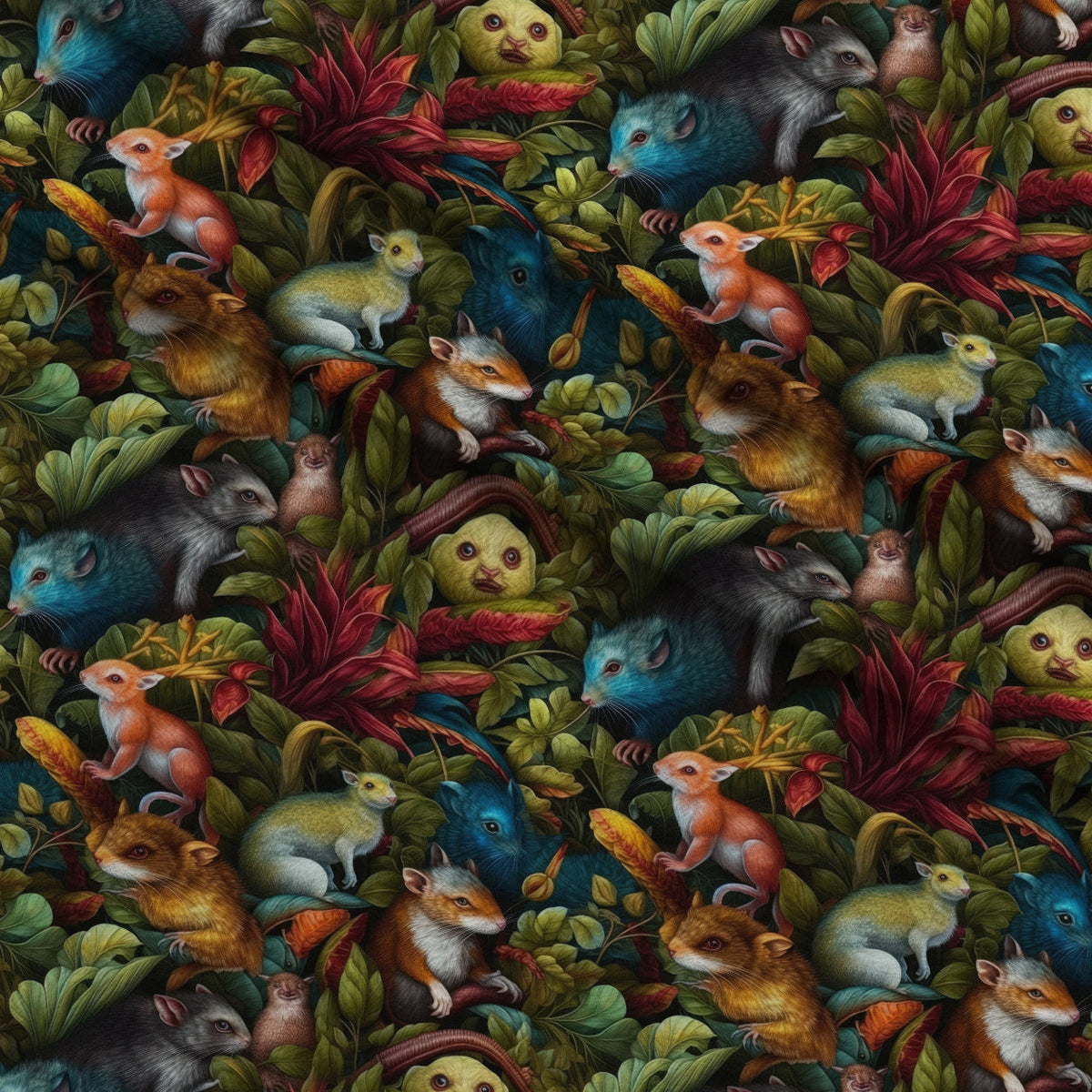 Surreal Menagerie Pattern 4 Fleece Fabric — fleece fabric folded close-up preview (mv-fleece-v1:lying)