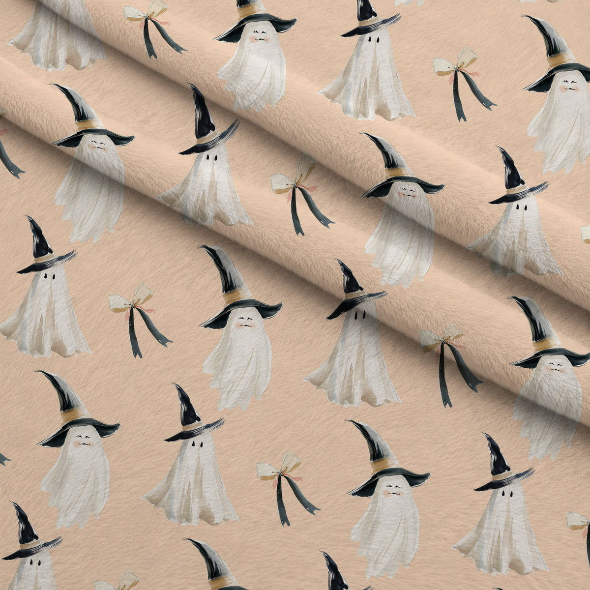 Sweet Spooks Pattern 1 Fleece Fabric — fleece fabric folded close-up preview (mv-fleece-v1:lying)