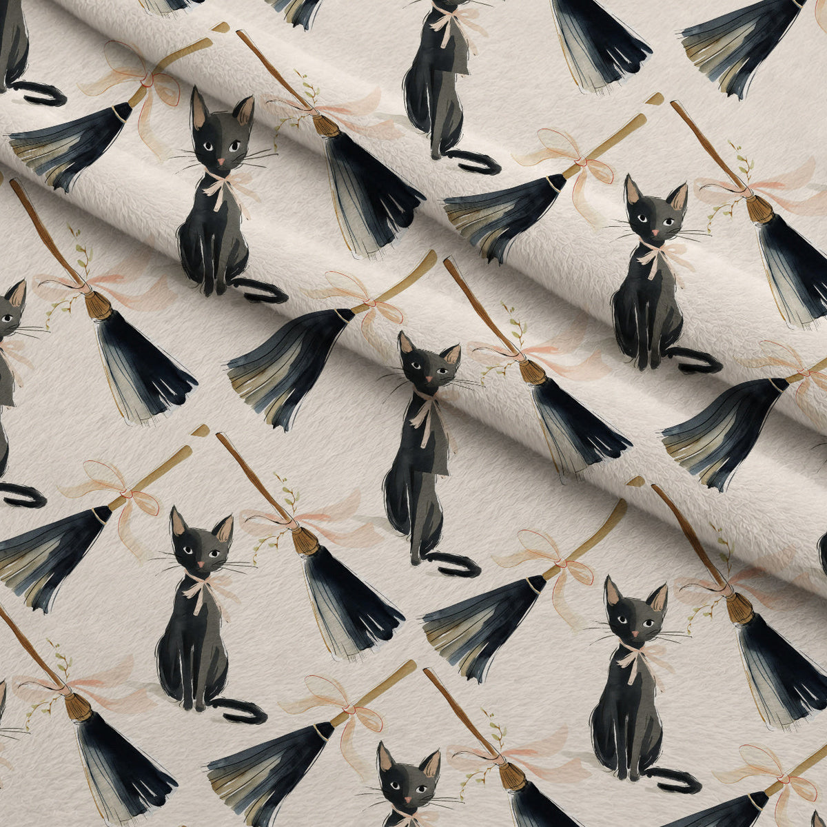 Sweet Spooks Pattern 2 Fleece Fabric — fleece fabric folded close-up preview (mv-fleece-v1:lying)