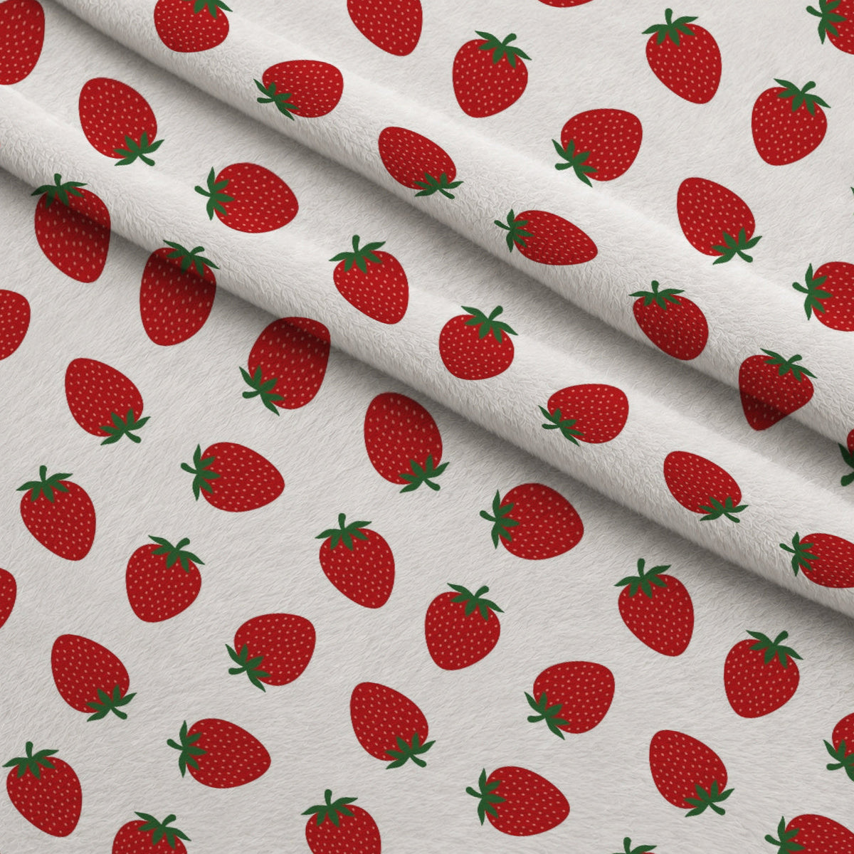 Sweet Strawberries Fleece Fabric — fleece fabric folded close-up preview (mv-fleece-v1:lying)