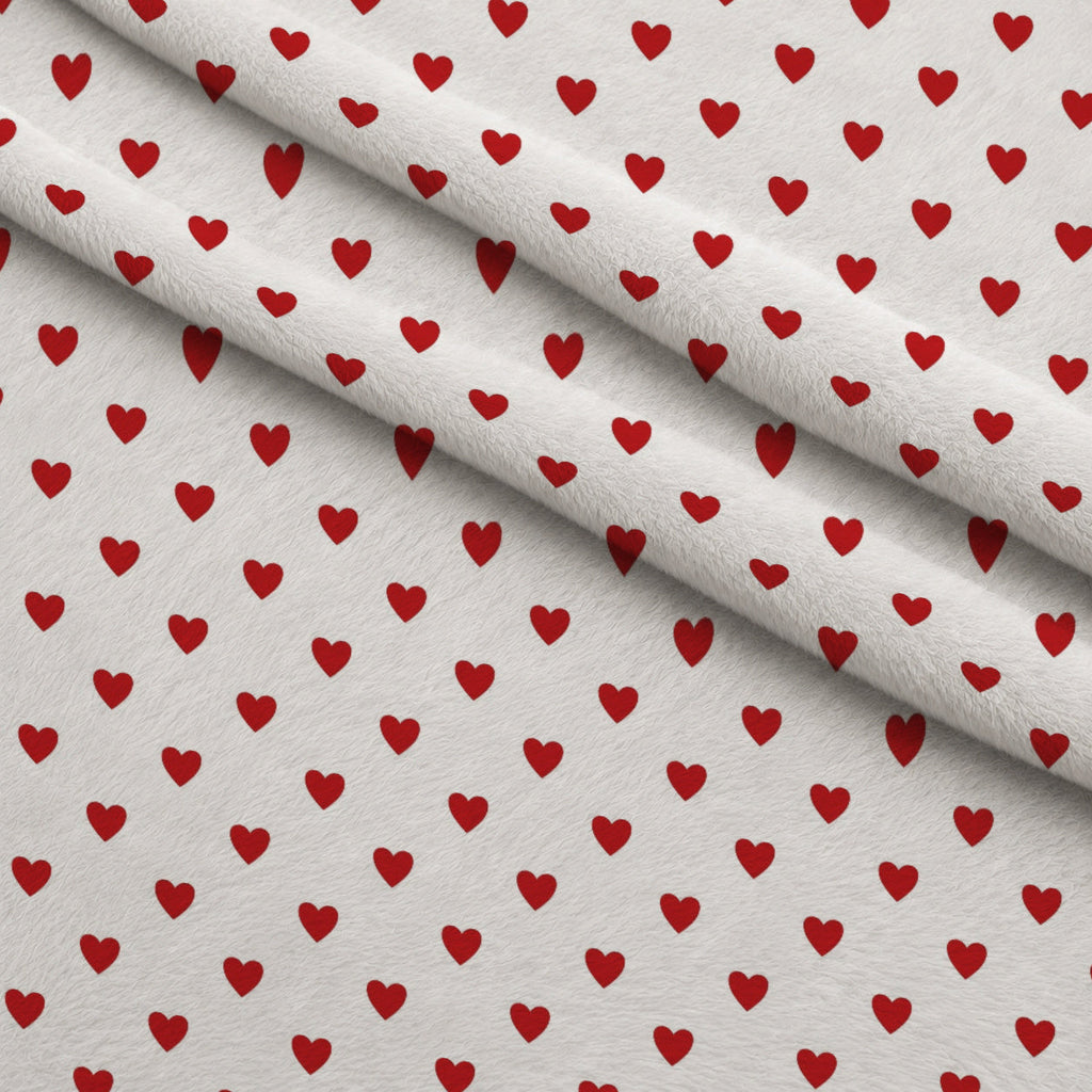 Sweet Strawberries Hearts Fleece Fabric — fleece fabric folded close-up preview (mv-fleece-v1:lying)