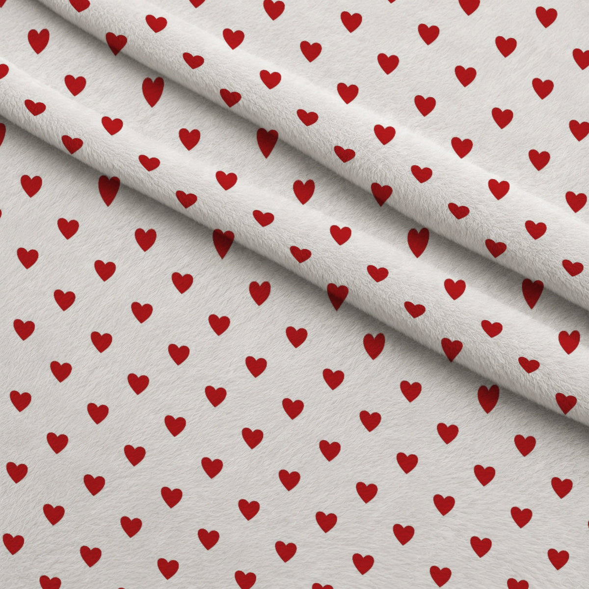 Sweet Strawberries Hearts Fleece Fabric — fleece fabric folded close-up preview (mv-fleece-v1:lying)