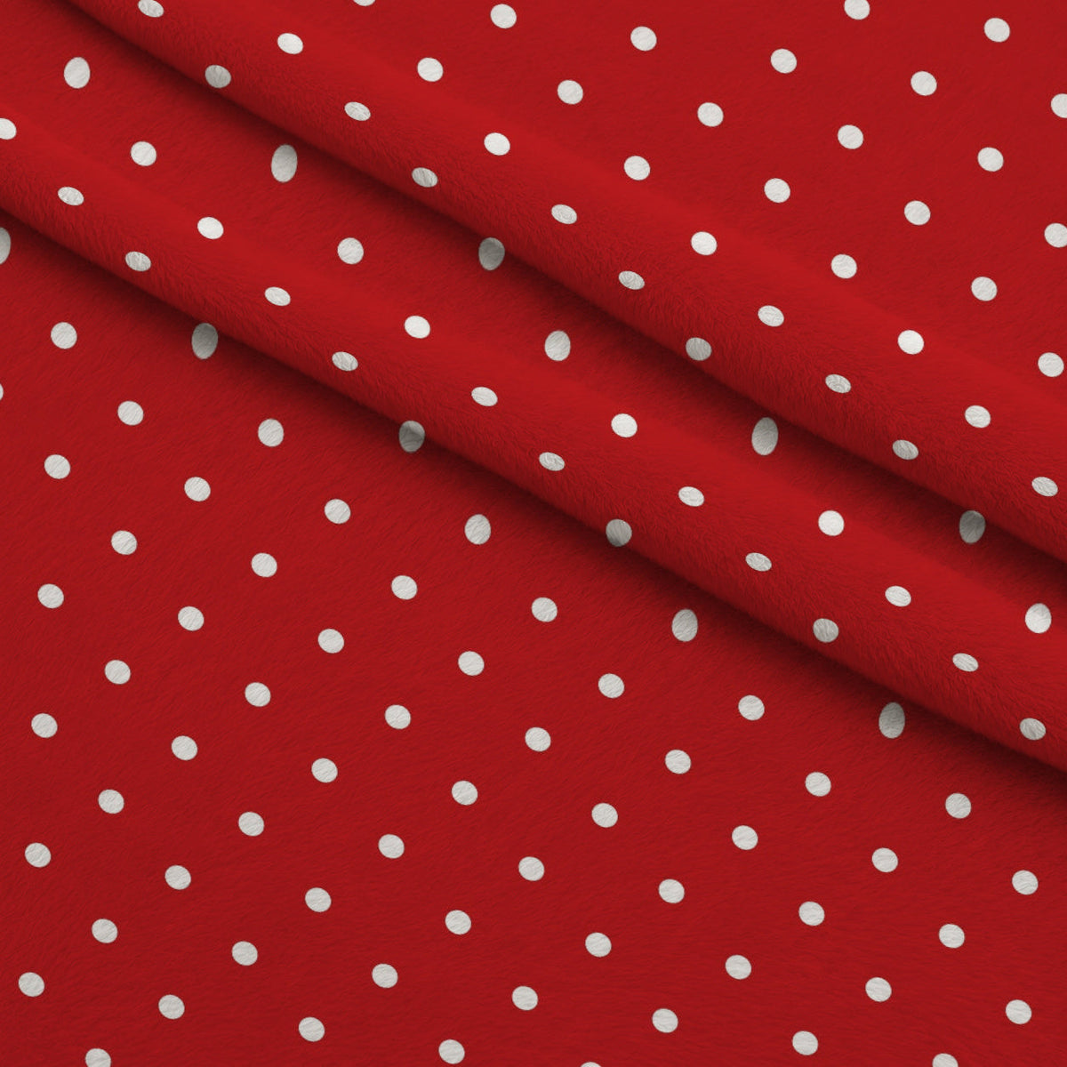 Sweet Strawberries Red Polka Dots Fleece Fabric — fleece fabric folded close-up preview (mv-fleece-v1:lying)