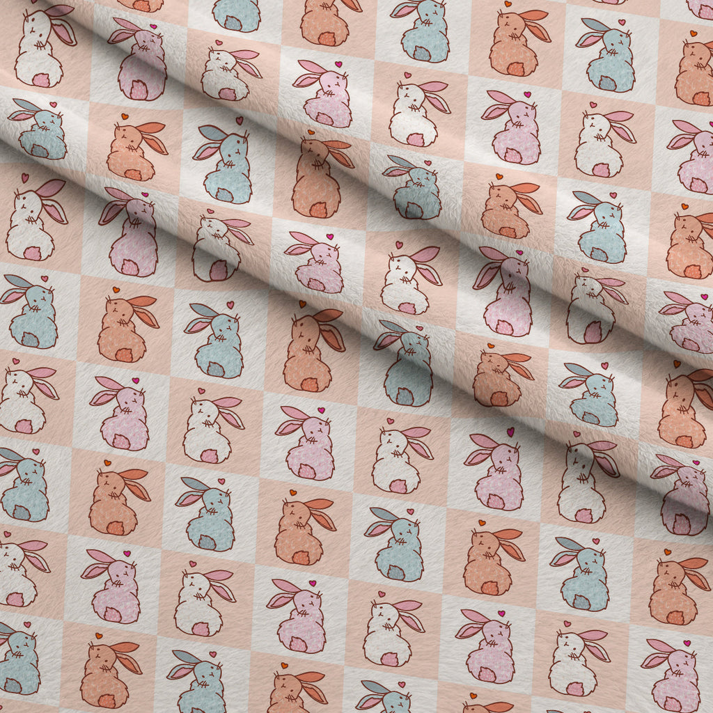 Sweetheart Rabbits Pattern 1 Fleece Fabric — fleece fabric folded close-up preview (mv-fleece-v1:lying)