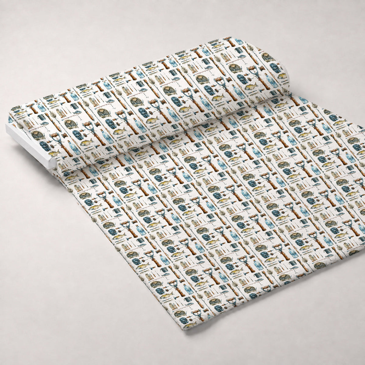 Tackle Box Pattern 1 Fleece Fabric — fleece fabric unrolled bolt preview (mv-fleece-v1:bolt)