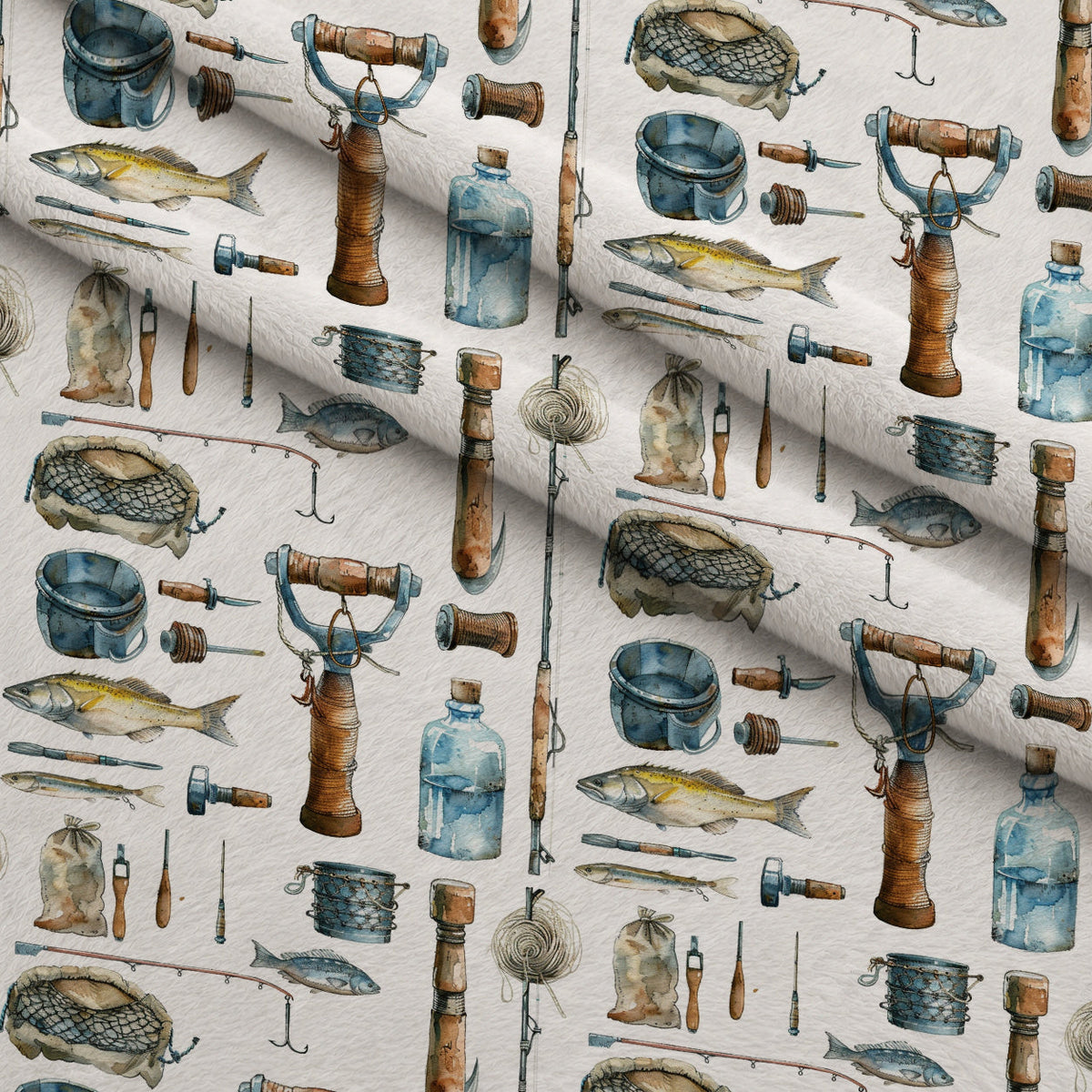 Tackle Box Pattern 1 Fleece Fabric — fleece fabric folded close-up preview (mv-fleece-v1:lying)