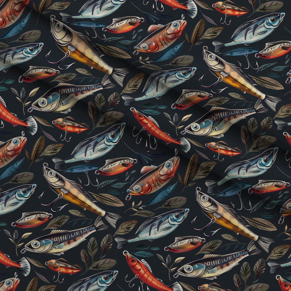 Tackle Box Pattern 8 Fleece Fabric — fleece fabric folded close-up preview (mv-fleece-v1:lying)