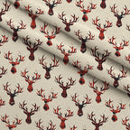 Tartan Deer Heads Pattern Fleece Fabric — fleece fabric folded close-up preview (mv-fleece-v1:lying)
