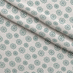 Teal Daisies Outline Fleece Fabric — fleece fabric folded close-up preview (mv-fleece-v1:lying)