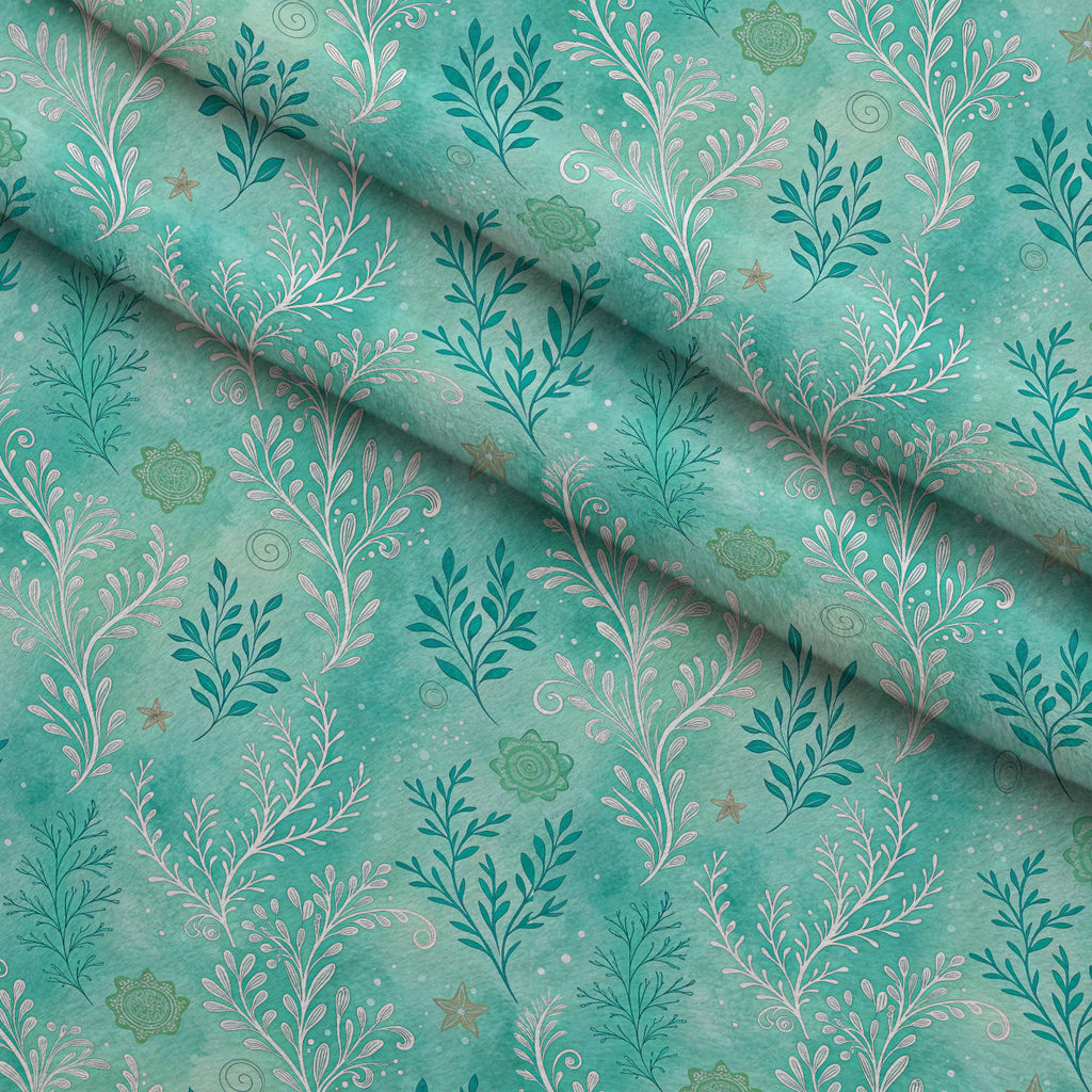 Teal Reverie Pattern 14 Fleece Fabric — fleece fabric folded close-up preview (mv-fleece-v1:lying)
