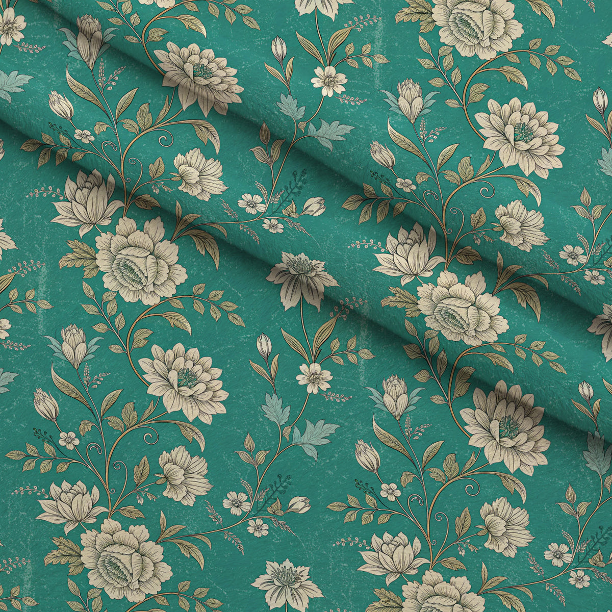 Teal Reverie Pattern 18 Fleece Fabric — fleece fabric folded close-up preview (mv-fleece-v1:lying)
