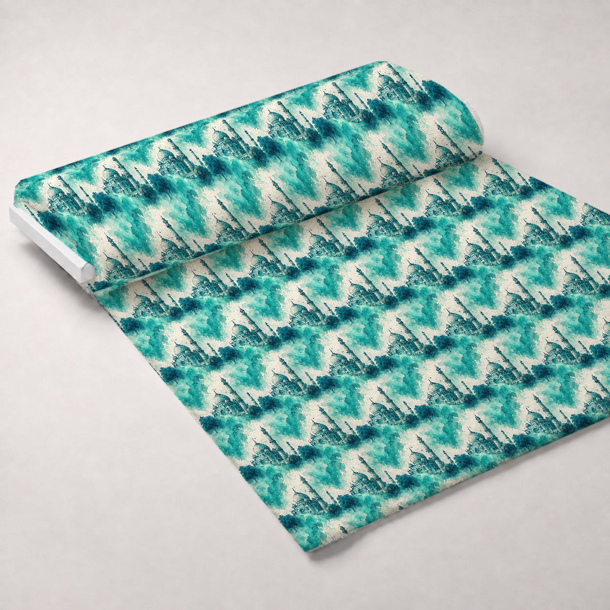 Teal Reverie Pattern 20 Fleece Fabric — fleece fabric unrolled bolt preview (mv-fleece-v1:bolt)