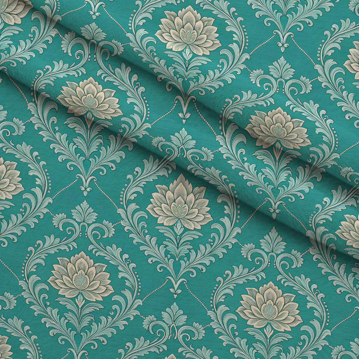 Teal Reverie Pattern 22 Fleece Fabric — fleece fabric folded close-up preview (mv-fleece-v1:lying)