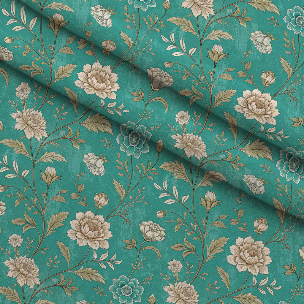 Teal Reverie Pattern 5 Fleece Fabric — fleece fabric folded close-up preview (mv-fleece-v1:lying)