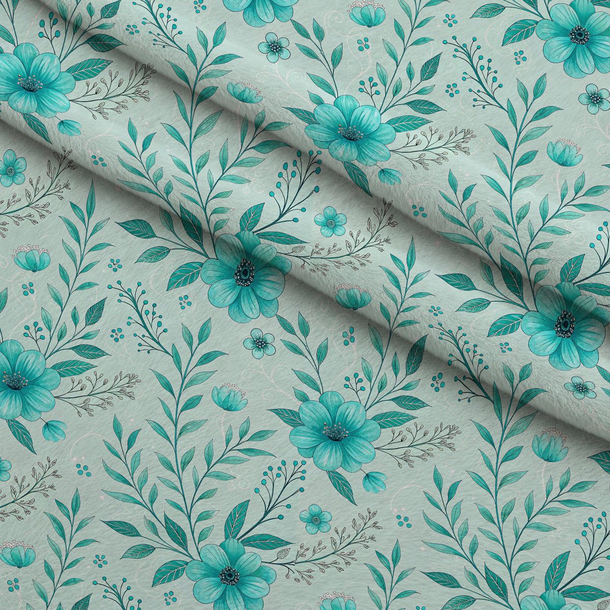 Teal Reverie Pattern 6 Fleece Fabric — fleece fabric folded close-up preview (mv-fleece-v1:lying)