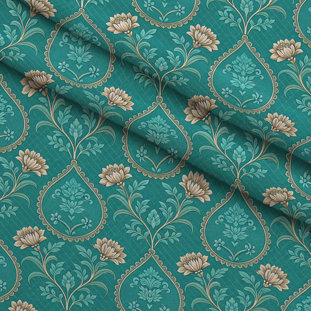 Teal Reverie Pattern 9 Fleece Fabric — fleece fabric folded close-up preview (mv-fleece-v1:lying)